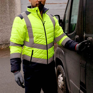 Factory Directly Wholesale Hi-Vis <b>Reflective</b> Safety Puffer Jacket Polyester <b>Material</b> Water Proof <b>Reflective</b> Jackets - Product Image 6