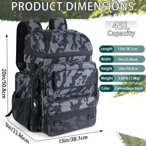 Mochila de Pesca de Espuma para Cañas de Pescar, 45L, con Soportes para Cañas, Plegable, Resistente, para Pesca, Camping y Senderismo - Product Image 4