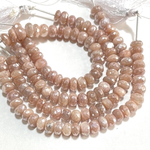 Perles en forme de rondelle à facettes enduites de pierre de lune, perles de couleur de pêche de pierre de lune mystique pour la fabrication de bijoux - Product Image 4