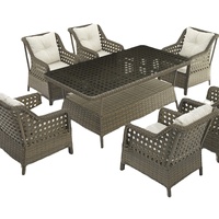Modern Otel Yapımı Türkiye Modası Alüminyum Gövdeli Rattan Bahçe Masa Sandalye 7 Parça Set Dış Mekan Mobilyası KUGU Kapadokya Seti