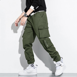 Pantalon cargo noir pour homme Pantalon durable en polyester et coton avec logo personnalisé avec poches latérales multi-poches pour streetwear - Product Image 6