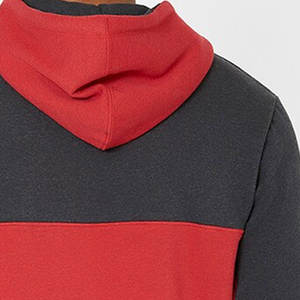 Sweat à capuche pour homme de qualité supérieure, couleur rouge charbon |   Pull en molleton moderne à blocs de couleurs |   Vêtements de rue urbains en coton 100% doux et luxueux pour l'hiver - Product Image 3