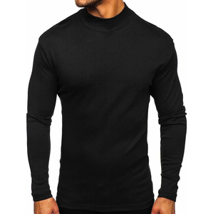 Personnalisé de haute qualité pour hommes col montant grande taille T-Shirt 100% coton lourd luxe épaule tombante manches longues T-Shirt blanc - Product Image 1