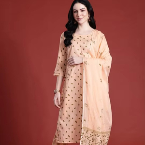 Mujer estampado floral regular puro algodón Kurta con pantalones y con Dupatta - Product Image 1
