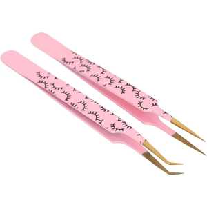 Pinzas para Extensión de Pestañas de Volumen de 90 Grados con Logotipo Personalizado, Marca Privada, Punta de Fibra para Cejas y Pestañas, Acero Inoxidable, 10 mm de Longitud, Suaves - Product Image 3