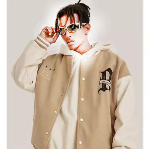 Chaqueta de invierno de bombardero azul de Hip Hop para hombre, chaqueta de invierno holgada informal de alta calidad, bordado personalizado uniforme de béisbol, cierre de cinturón - Product Image 5