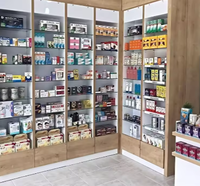 Panier de pharmacie en plastique de bonne qualité crochet pour la vente magasin en bois métal léger magasin de pharmacie OEM