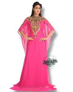 Vestido Largo de Gasa Étnico para Mujer, Talla Grande, Ligero, Cuello Alto, Manga Larga, Dobladillo Evase, Adornado con Cuentas a Mano, Color Sólido, Poliéster - Product Image 2