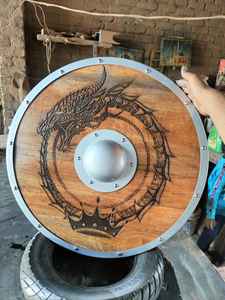 Escudo vikingo de madera totalmente funcional Medieval Roleplay Cosplay disfraz hogar pared decorativa escudo hecho a mano - Product Image 6