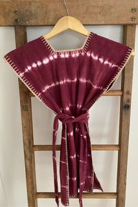 Ropa hecha a mano bonita de manga corta con cuello cuadrado para niños, ropa de talla grande con tinte de corbata, decoración de encaje, patrones tejidos, ropa de playa Natural - Product Image 2