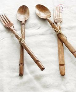 Juego de Cubiertos de Madera Estilo Rústico, Utensilios Reutilizables Ecológicos para Cocinas Rústicas y Vintage - Product Image 2