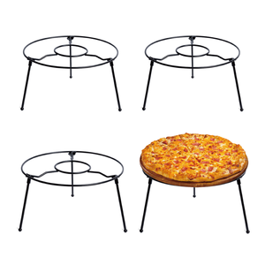 Présentoirs à pizza en fer et bois de qualité supérieure Rehausseurs de table de grande taille pour accessoires de cuisine élégants et présentation des aliments - Product Image 5