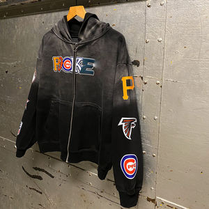 Survêtement unisexe en coton 100% 400 GSM lourd, personnalisé, à fermeture éclair, de qualité supérieure, à bas prix, imprimé à l'écran délavé au soleil - Product Image 4