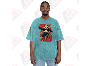 T-shirt élégant délavé à l'acide pour homme Design tendance confortable avec appliques écologiques pour l'été en velours côtelé batik denim - Product Image 3