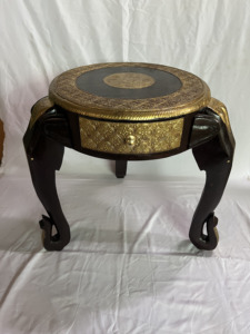 Handcrafted Rajasthani Brass Inlay Elephant Shape Best Quality Single Draw End Table Nighstand For Home Hotel - Product Image 6