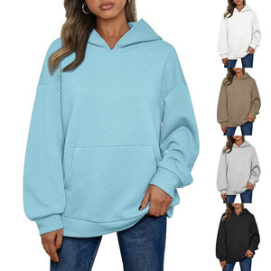 Sudadera con Capucha de Gran Tamaño para Mujer, de Alta Calidad, al por Mayor, Estilo Casual, Texturizada, para Otoño e Invierno, con Bolsillos, Estilo Y2K - Product Image 2