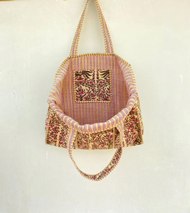 กระเป๋าถือผ้าฝ้ายอินเดียกระเป๋าสะพายไหล่สำหรับช้อปปิ้งประจำวัน - Product Image 4