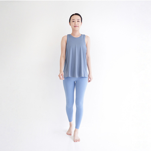 Mukasa ชุดคลุมโยคะฟิตเนสแบบยืดได้สำหรับผู้หญิงเสื้อแขนกุดแห้งเร็วสีน้ำเงินแบบผ่าหลัง - Product Image 2