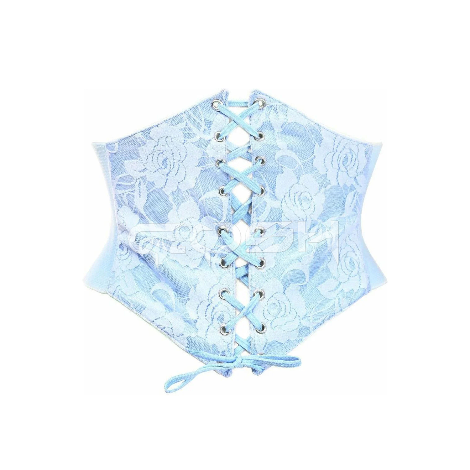 Sky Blue Satin With Mesh