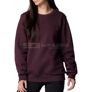 Custom Plain French Winter Printed Knitted Sweatshirt Crew Neck 100% Cotton for Women - Product Image 1