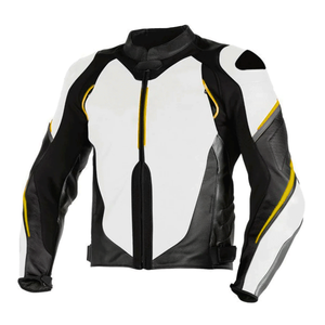 Track Racing Cuero de vaca genuino Chaqueta de moto Protecciones Road Riding Invierno Tallas grandes Blanco Unisex - Product Image 1