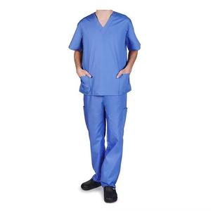 Uniformes de Enfermería Unisex de Lona Transpirable de Alta Calidad Personalizables, Conjunto de Uniforme Médico con Cuello en V, Pantalones con Bolsillos, Manga Corta, para Uso Hospitalario - Product Image 1