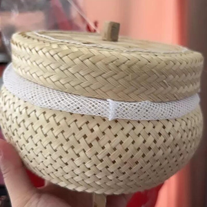 Vintage Handicraft Storage Bamboo Basket <b>Steamer</b> Woven - Product Image 4