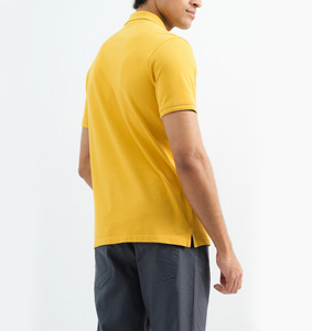 Polo de manga corta amarillo para hombre, de algodón suave tela transpirable, ajuste inteligente moderno para ropa informal, logotipo personalizado OEM disponible - Product Image 4