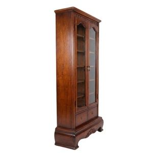 Classic Bookcase Antique Showcase Mahogany <b>Display</b> Cabinet in Wood Stain Color <b>for</b> Furnishing Office Furniture and Home Office - Product Image 5