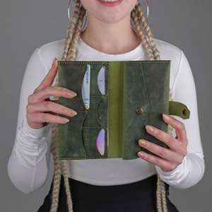 Portefeuille de luxe personnalisé pour homme en cuir véritable marron mince porte-cartes de crédit Long sac à main de luxe ouvert RFID à deux volets pour homme portefeuilles - Product Image 2