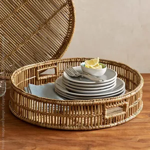 ถาดเสิร์ฟอาหารทำจากหวายแบบตั้งโต๊ะดีไซน์หรูหราทันสมัยถาดสำหรับตกแต่งคริสต์มาส - Product Image 5