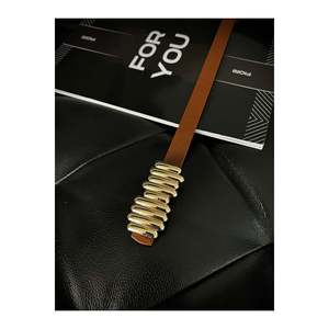 Ceinture fine pour femme avec boucle de créateur, ceinture pour veste, ceinture pour chemise, ceinture pour robe - Tan - Product Image 1