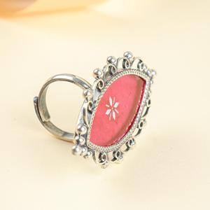 92.5 Silver Hastakala Moh Hand-<b>Painted</b> Ring Agate Zircon <b>Stone</b> Bezel Set Everyday Wear Gift Fine Jewelry Platinum Main Material - Product Image 4