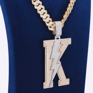 Collar Personalizado con Letra en Plata de Ley 925 con Diamantes de Laboratorio, Cadena Cubana, Estilo Hip Hop, de Lujo - Product Image 3