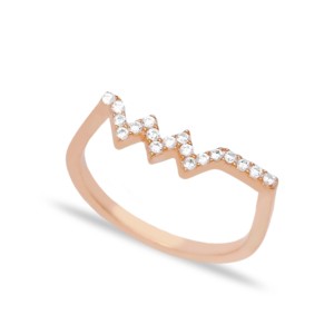 Anillo de circonita en zigzag con cuentas, joyería turca artesanal de plata de ley 925, elegante, minimalista y pequeña. - Product Image 3