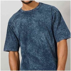 Camiseta para hombre Vintage Graphic Printing Logo Plain Acid Washed Faded Men's Shirt Drop Shoulder T-shirts - Product Image 5