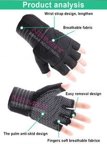 Cyclisme conduite unisexe cuir maille rembourré demi-doigt respirant décontracté haute qualité conception gants - Product Image 5