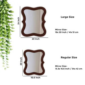 Espejo de pared de madera ondulado rectangular hecho a mano con MOQ bajo creativo venta directa de fábrica del fabricante al por mayor - Product Image 3