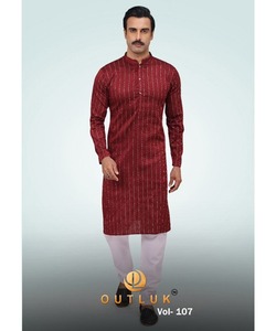 PathaniPajamaThobeKurta para hombre en tela verde de boda con cadena de botones de cuello y elegante diseño de invierno Khadi - Product Image 1