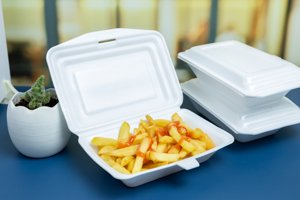 Sin BPA, 9x9x3 pulgadas, tres compartimentos, contenedor de comida de espuma PS con tapa, fiambrera/comida rápida/hamburguesa, nuevo producto, Idea 2025 - Product Image 2