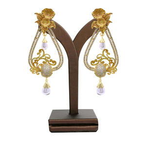 Antique AD mat plaqué élégant luxe personnalisé en laiton boucles d'oreilles bijoux artificiels à la mode pour les fêtes - Product Image 1