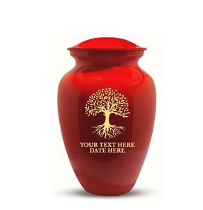 โกศใส่เถ้ากระดูกของมนุษย์สำหรับผู้ใหญ่โกศทองเหลืองสลักชื่อวันที่รูปร่างแบบกำหนดขนาดเองสีแดง - Product Image 4