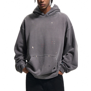 Streetwear Fabricantes 500 GSM Distressed Vintage Washed Sun Faded Hoodie Hombres Precio barato Hoodies - Product Image 2