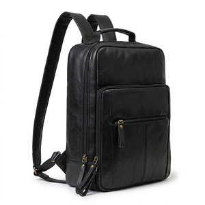 Mochila para Portátil de Cuero Genuino, Estilo Vintage, Unisex, Suave, Grande, Resistente al Agua, con Cierre de Cremallera, Duradera, Arqueada - Product Image 4