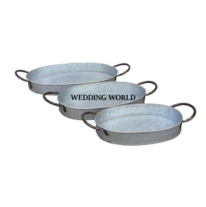 ชุดถาดเสิร์ฟอาหารชุบสังกะสี3ชั้นทำด้วยมือชุดถาดเสิร์ฟอาหารโลหะ - Product Image 1