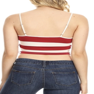 New <b>Patriotic</b> USA Zip-Up Crop <b>Top</b> 100% Cotton Jersey Breathable Casual Flag Design Tank <b>Top</b> with Front Logo Short Length - Product Image 4