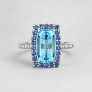 Anello da Donna in Lega Azzurra con Rettangolo Lungo, Gioiello Classico da Zhejiang - Product Image 1