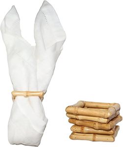 Rond de serviette en bambou fait à la main rond de serviette naturel pour la décoration de fête réunions de famille ajouter une touche élégante votre table à manger - Product Image 5