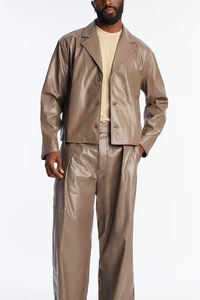 Vestes en cuir unisexes décontractées de couleur unie, personnalisables en gros, pour l'hiver, écologiques, coupe-vent, style streetwear, nouvelles, élégantes et confortables - Product Image 2