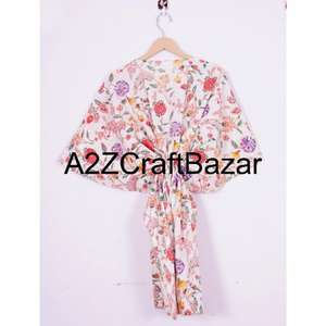 Robe courte en coton pur 100% faite à la main, robe bohème à imprimé floral pour femmes, vêtement de plage, couverture, été, douce, respirante, confortable - Product Image 5